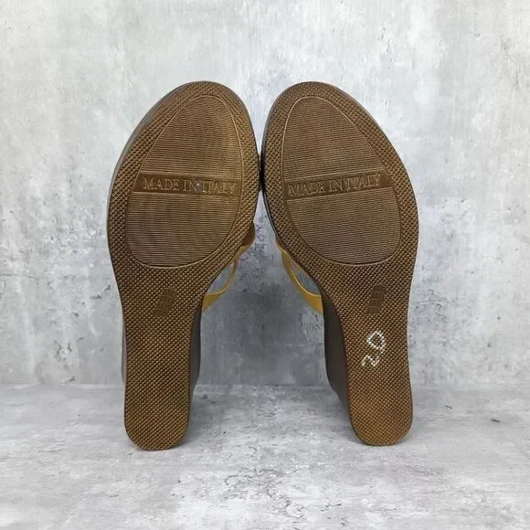Italian Shoemaker Yellow Sparkling Wedge Heeled Sandals Size 7.5 Made in Italy - Picture 7 of 7